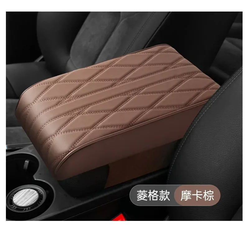 Wave Embroider PU Leather Car Armrest Mat Center Console Arm Rest Protection Cushion Auto Armrests Storage Box Cover Pad
