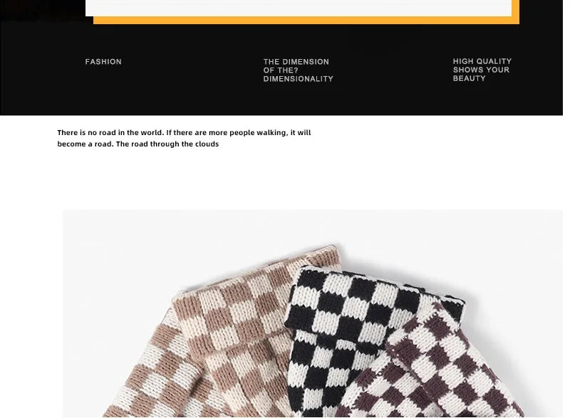 Winter Hats for Woman New Men Beanie Knitted Hat Girl Black White Check Plaid Chess Beanie Gorros Warm Bonnet Ladies Casual Cap