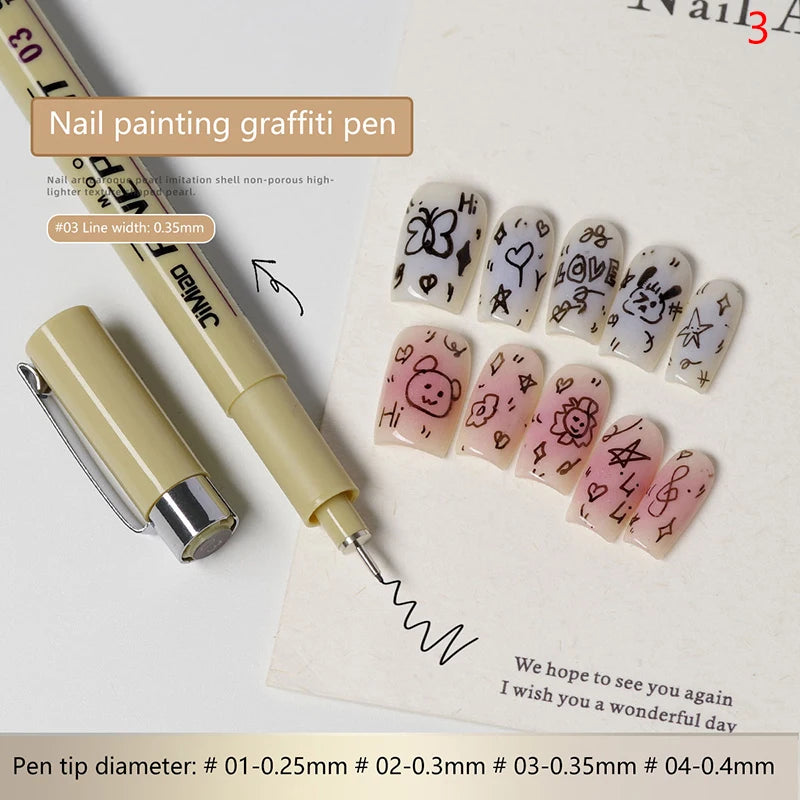 Waterproof Nail Art Graffiti Line Pen Gel Painting Wire Drawing Detail Sketching Tool for Creative Nail Design