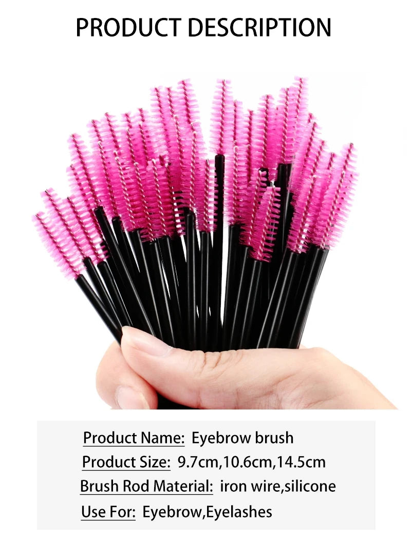 50pcs Eyelash Brushes Reusable Mascara Wands Applicator Spoolers for False EyeLashes Extension Women Lashes Cosmetic Supplies