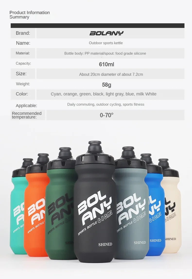 610ML Sports Water Bottle Rubber Paint Plastic Squeeze Bottle for Bicycles Portable Outdoor Cycling Kettle