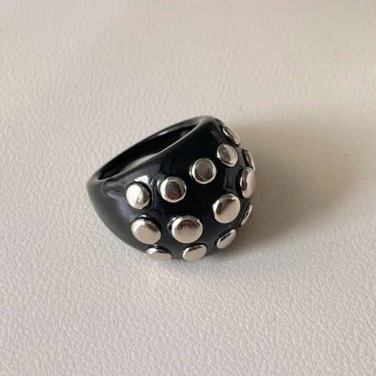 New Punk Irregular Riveted Ring Chunky Thick Geometric Ring Smooth Vintage Resin Rings Gifts