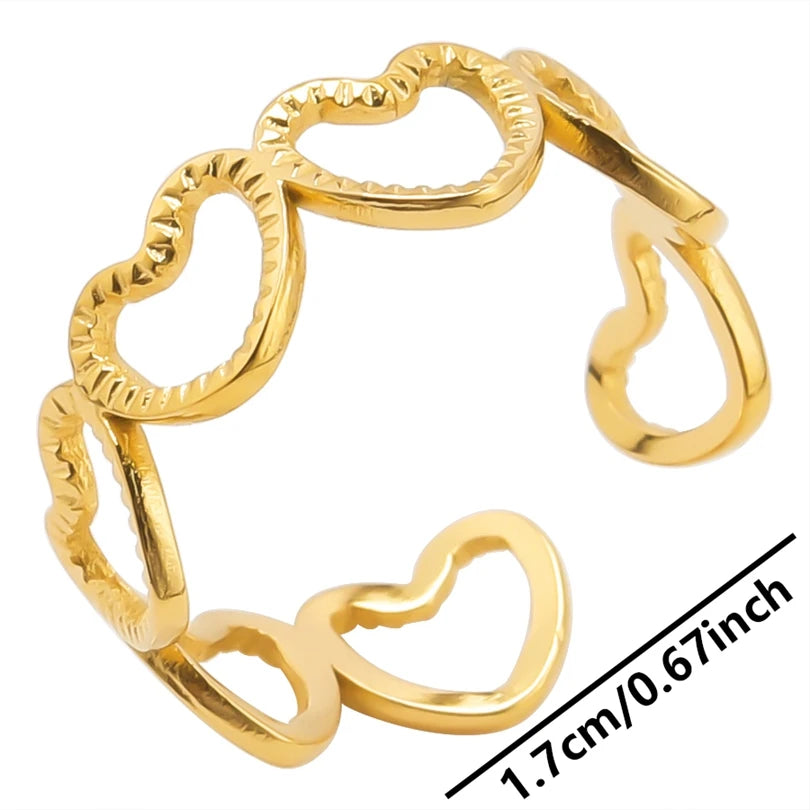 6pcs/lot Wholesale Various Chunky Rings Real Gold Plated Love Abstract DIY Shell Star Sun Bat Shaped Rings Women Jewelry Gifts