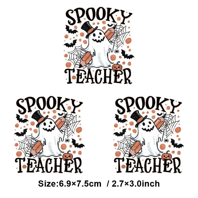 "Halloween is a Life Style"Patch Stickers Iron On Transfers for Clothing Iron Halloween Ghosts Stickers Fusible Applique Badge