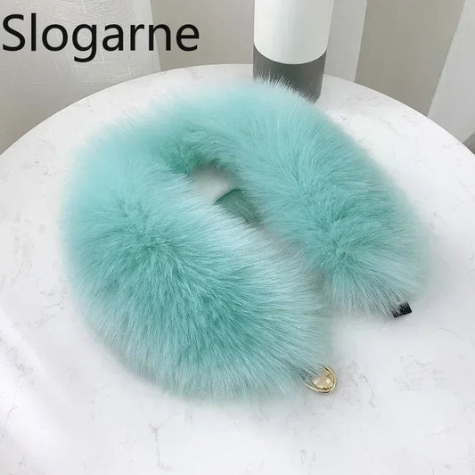 Winter Faux Fox Fur Collar Shawl Thick Warm Neck Protection Coat Hood Fur Decor Push Fur Scarf Neckerchief Jacket Collar Wrap