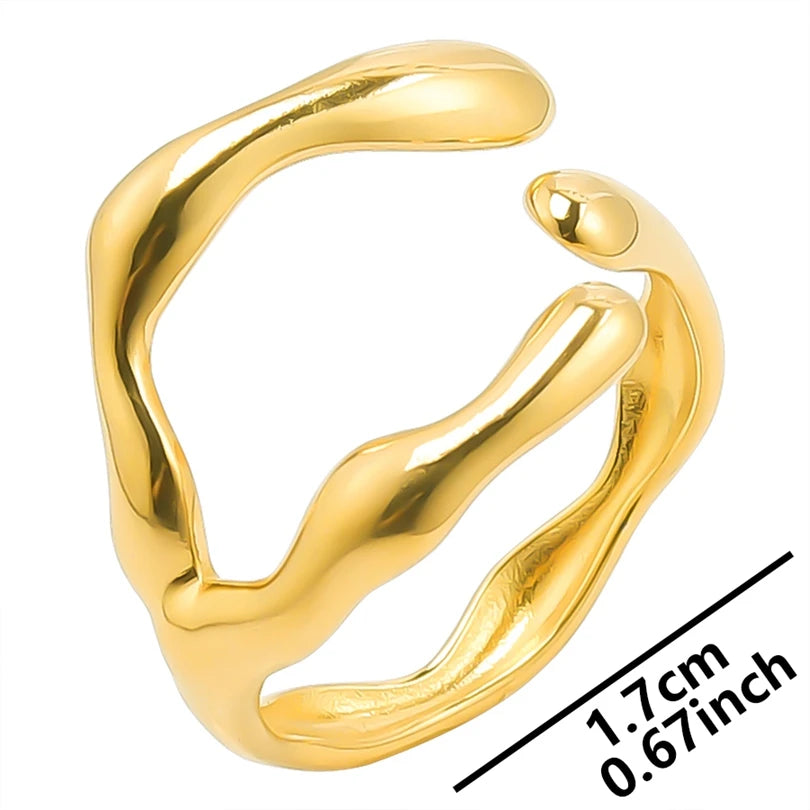6pcs/lot Wholesale Various Chunky Rings Real Gold Plated Love Abstract DIY Shell Star Sun Bat Shaped Rings Women Jewelry Gifts