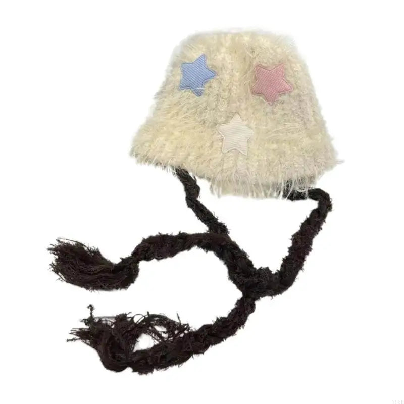 Winter Faux Furs Furry Bucket Hat Warm Hat Plush Fisherman Hat for Womens Teens Girls Sunscreen Colorful Caps Y08E