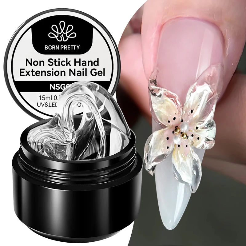 BORN PRETTY Non-Stick Hand Extension Gel Nail Polish 15ml 3D Shaping/Sculpting/Carving Milky Jelly UV/LED Nail Art Hard Gel