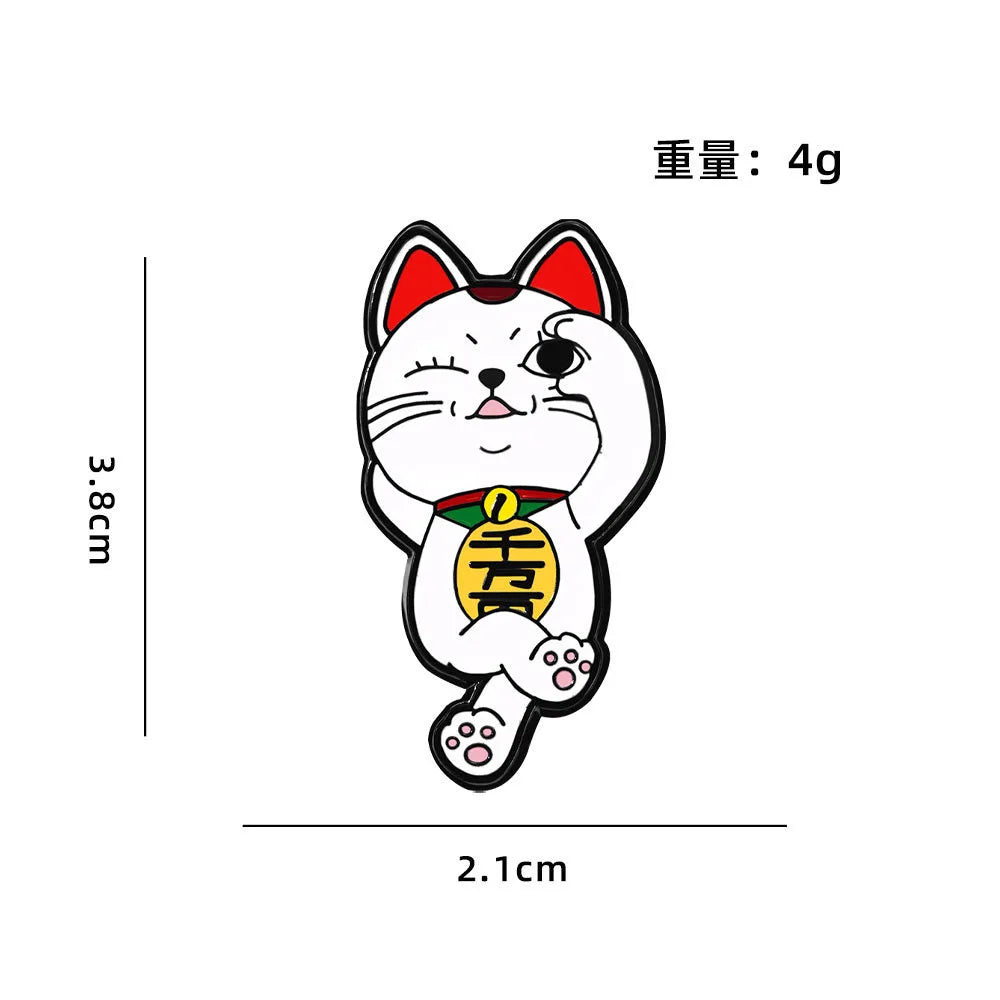 Cartoon white cat brooch, cat red wine, cute backpack, accessories, clothing decorations, zinc alloy badge