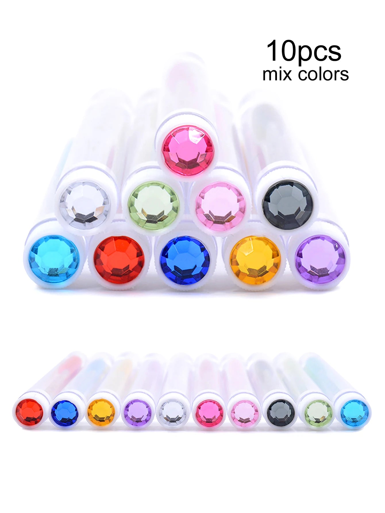 10Pcs Eyelash Brushes Tubes Reusable Lash Mascara Wands Lash Extension Brushes In Case Diamond Eyebrow Brushes Comb Containers