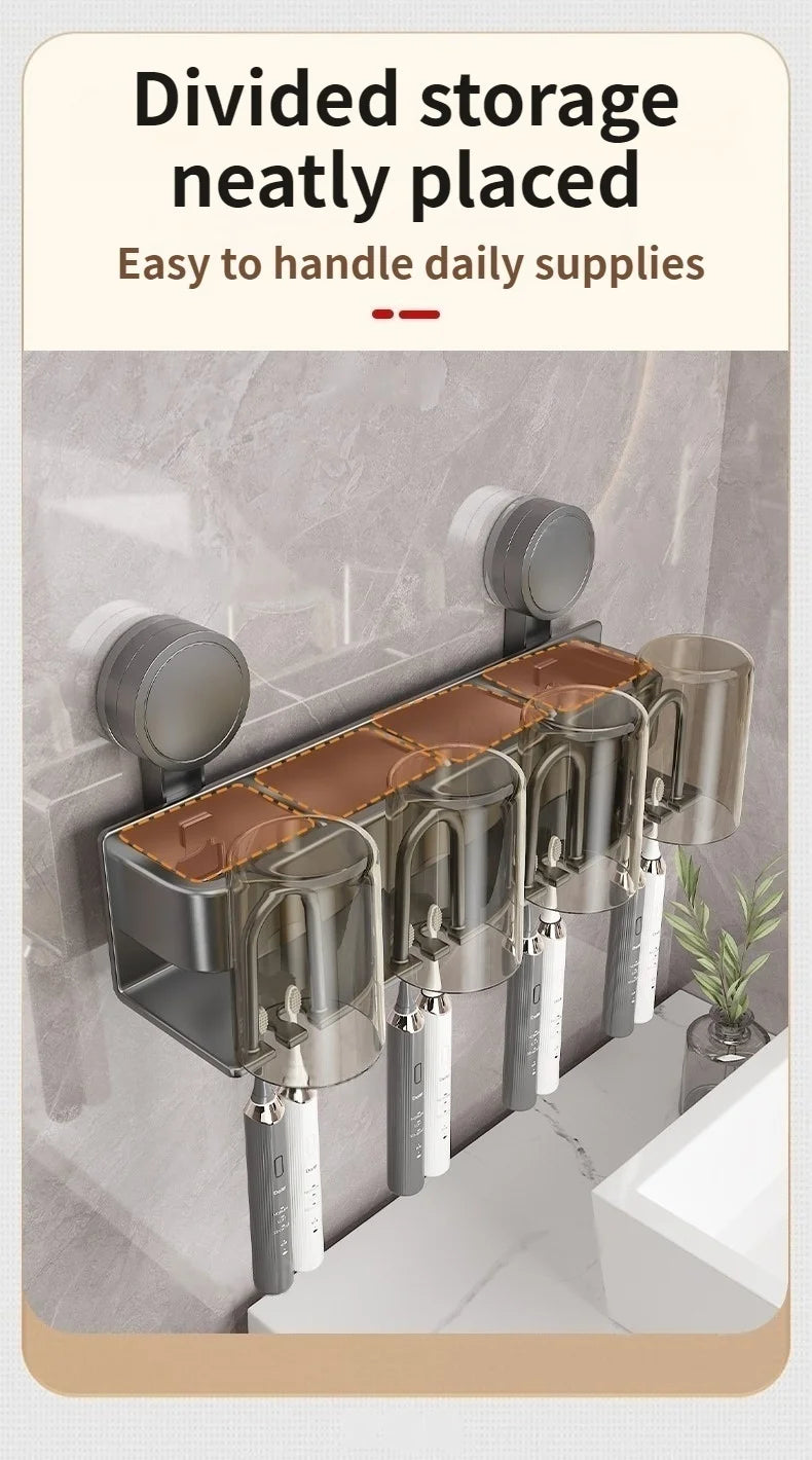 No Need To Drill Suction Cup A Wall-Mounted Electric Toothbrush Holder With a Cup For The Bathroom