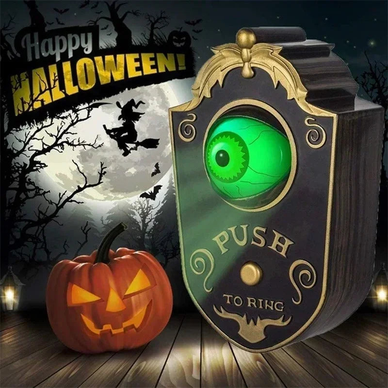 Halloween Doorbell Led Luminous Hanging Doorbell Haunted Party Decor Glowing Horror Props Creepy Eyes with Sound Lights