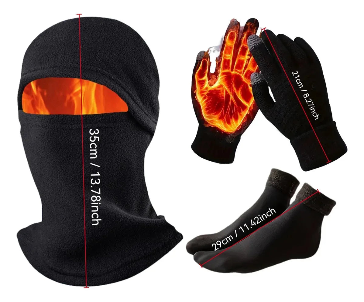 3pcs Winter Essentials Set,gloves + Socks +  Balaclava