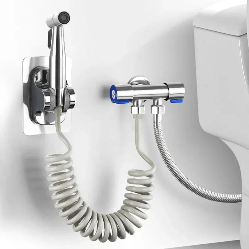 Personal Care Hand Held Spray Portable Bidet Toilet Sprayer Dual Control Angle Valve Stainless Steel Bathroom Accessories Bidets