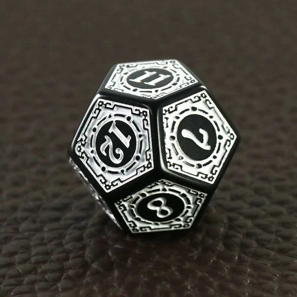 DNDGame Polyhedral Dice Set with Textures Pattern 7pcs of D4 D6 D8 D10 D% D12 D20 for RPG Board Game Accessories