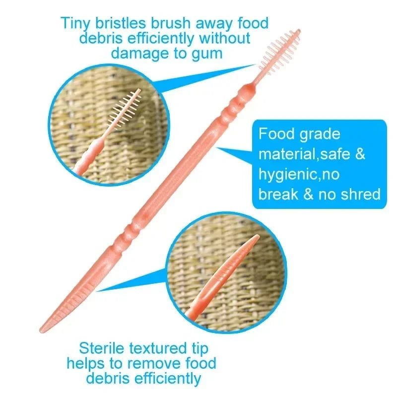 100/200/400/1000pcs Toothpick Brush Boxed Plastic Toothpick Disposable Household Interdental Brush Teeth Picking Dental Floss