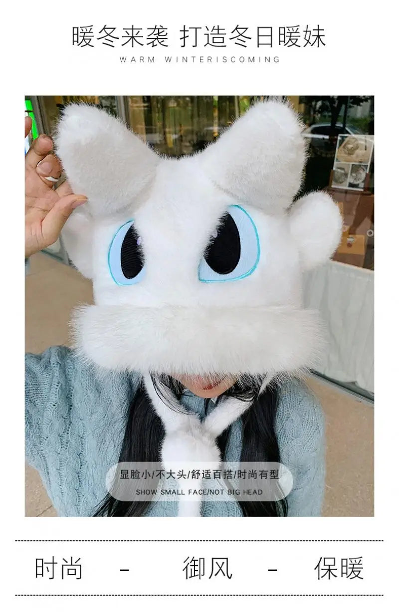 Anime Toothless Creative Hats Winter Warm Plush Hat Comfort Ear Protection Fashion Cute Accessories Cosplay Birthday Gift