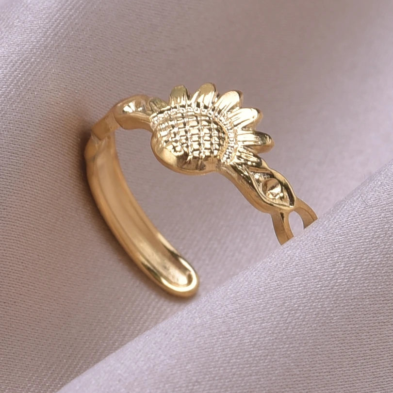 6pcs/lot Wholesale Various Chunky Rings Real Gold Plated Love Abstract DIY Shell Star Sun Bat Shaped Rings Women Jewelry Gifts