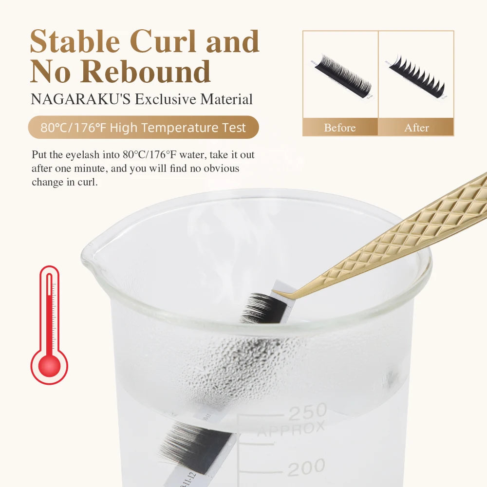 NAGARAKU Wet Camellia Eyelash Extension UB UC UJ Curl Natural Soft Denser Grafting Effect Premade Fans Lashes
