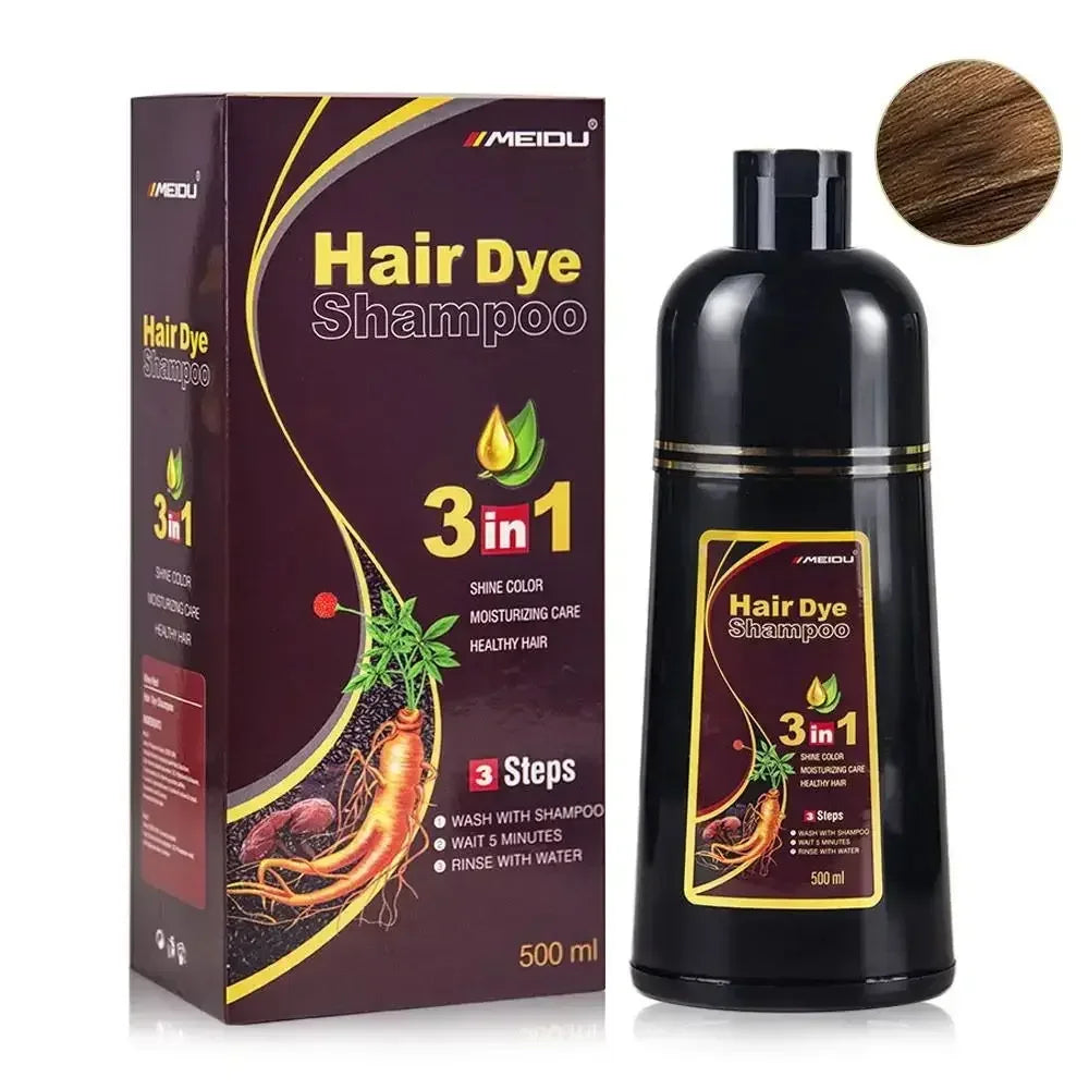 3 In 1 Instant Coloring Shampoo 500ml Natural Black Color for Men Women Hair Dye Herbal Brown Purple Hair Dye Shampoo