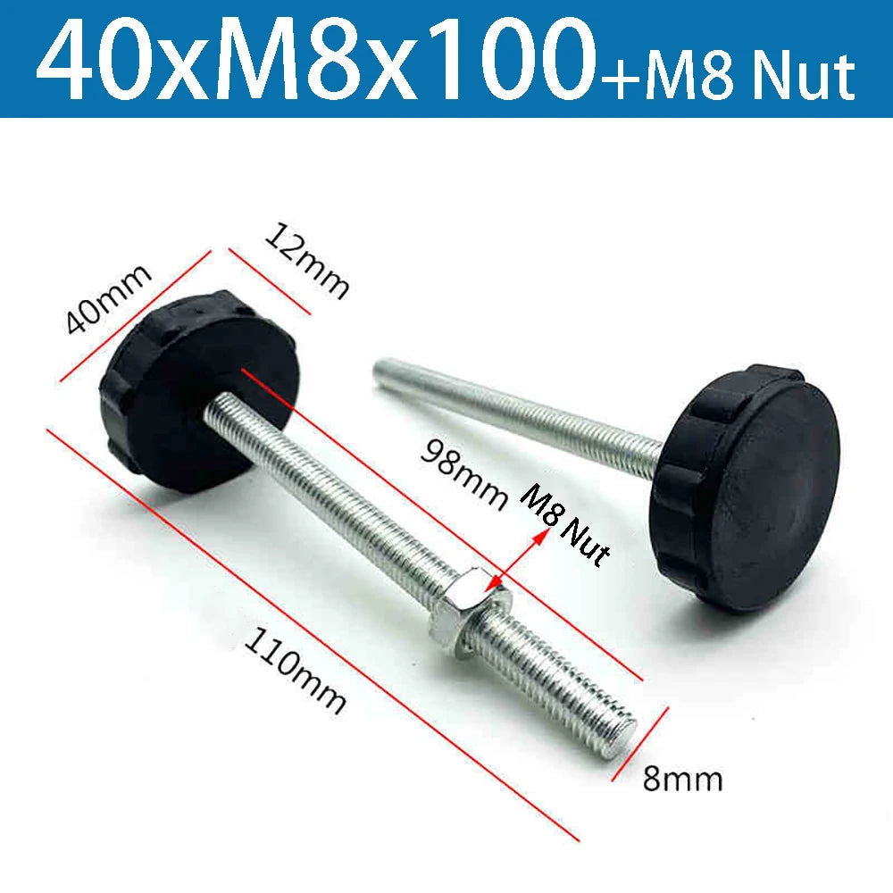 1-10Pcs Table Leg Plug With Nut and Adjustable Feet M8/M0x50/100mm Black Square/Round Furniture Rack Height Adjustable Foot Cup