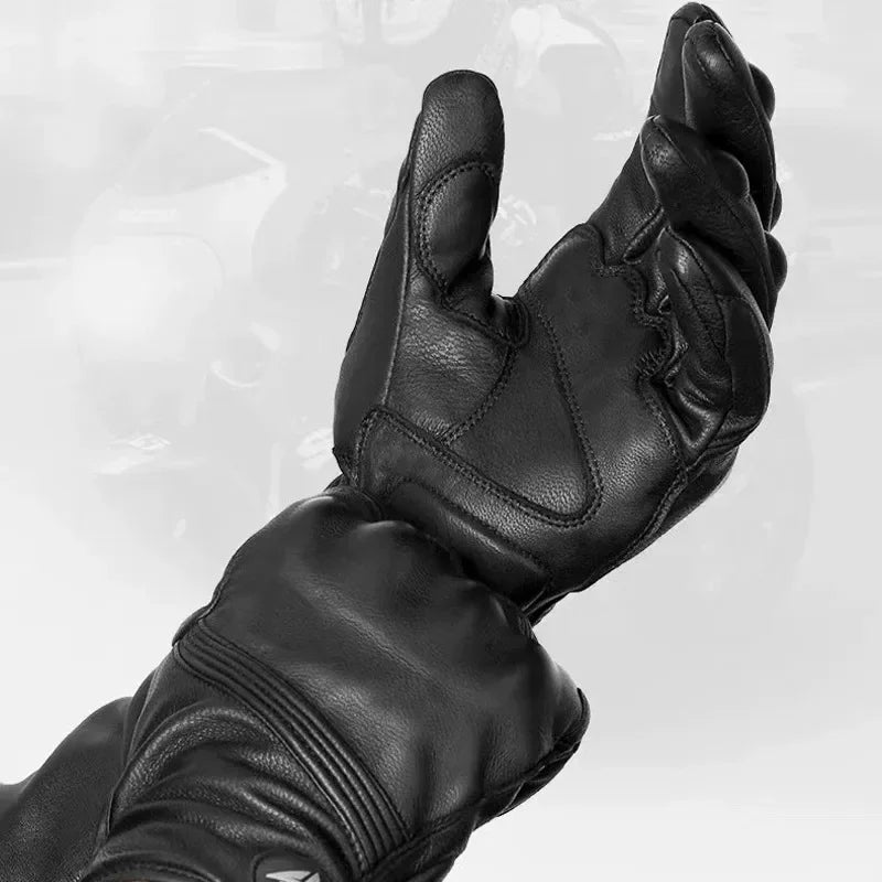 Motowolf Winter Motorcycle Bike Warmer Gloves Windproof Thermal Touch Screen for Men Women Genuine Leather Riding Accessories
