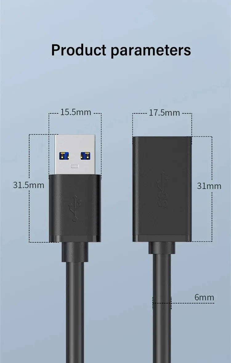 5Gbps USB 3.0 Extension Cable Male To Female USB A Extender Cable for PC Hard Drive Computer Laptop Smart TV Hard Drive Camera