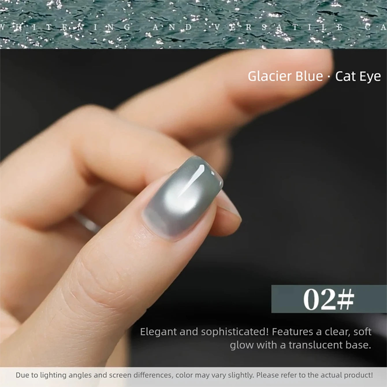 MIANEL 2026 Blue Moon Cat Eye Nail Gel Vibrant Sparkling Blue Glass Bead Effect Skin-Flattering Trendy Cat Eye Nail Art Manicure