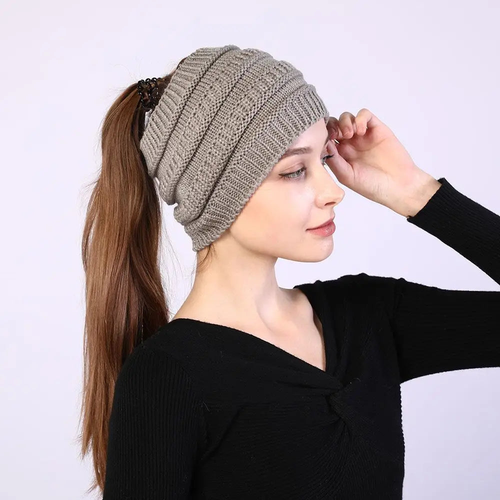 1Pcs Women Girl Autumn Winter Hair Accessories Headwraps Headwear Ponytail Beanie Hat Ear Warmer Hair Band Knitting Headband
