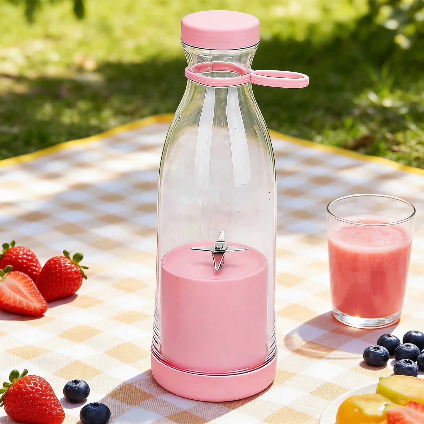 New 380ml Electric Juicer Mini Wine Bottle Blender Fruit Mixers 6 Blades Charging Juicer Cup Small Household Portable Juicer Ble