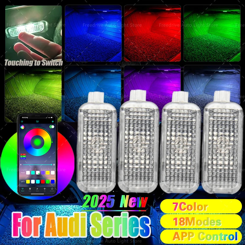 For Audi A1 A3 8P A4 B5 B6 Q5 A6 A5 LED Car Footwell Lamps Touch Sensing Atmosphere Lights Auto Interior Decoration Accessories