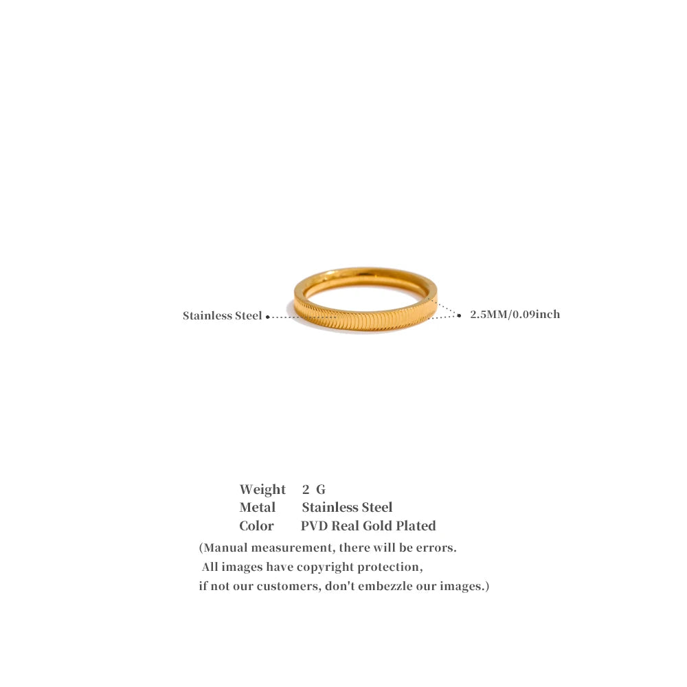 Yhpup Size 6789 PVD Minimalist Polished Metal Round Ring Rust Proof Stainless Steel Exquisite Daily Finger Jewelry for Women