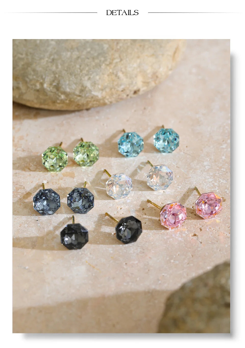 Yhpup New Arrivals Multi Color Crystal Round Stud Earrings for Women Shiny Stylish Daily Summer Jewelry Tarnish Resistant