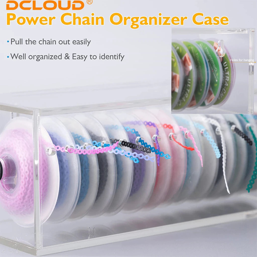 1Box Dental Arcylic Dispenser Power Chain Placer Box Orthodontic Ligature Tie Organizer Ortho Elastic Chain Storage Holder