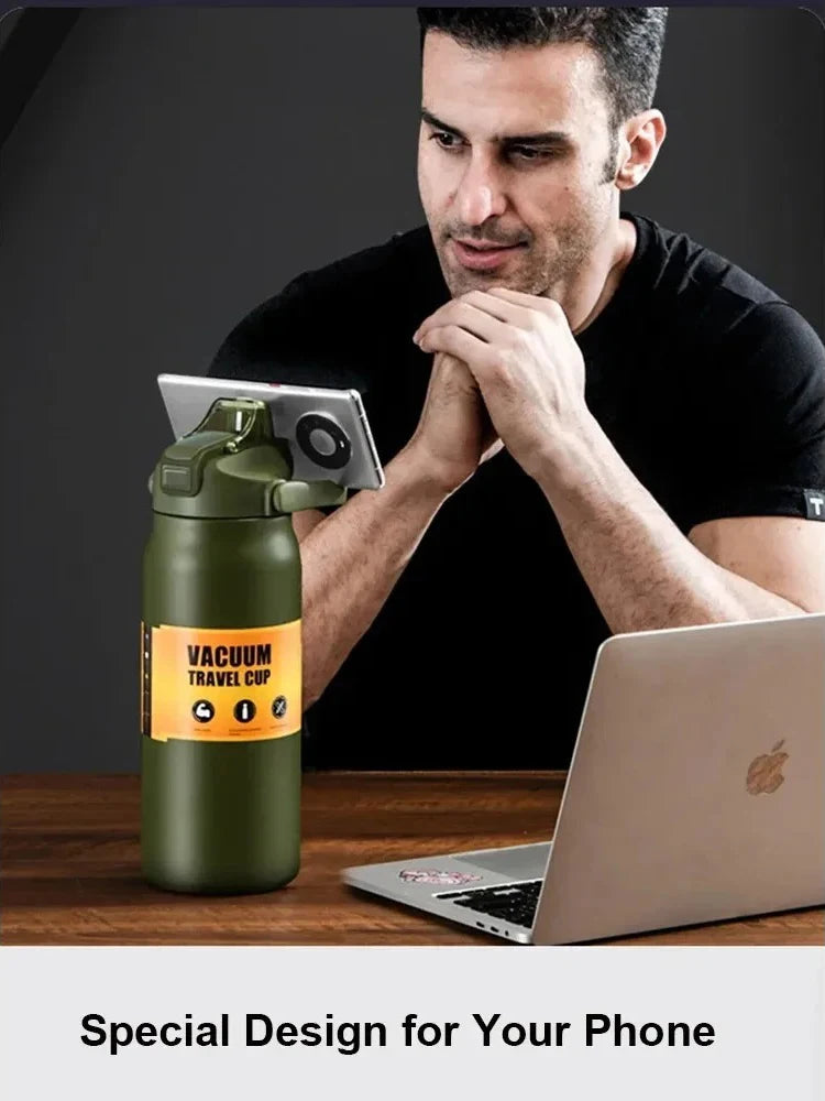 Outdoor Portable Thermos with Straw 304 Stainless Steel Thermal Mug Tumbler Cup Sports Vacuum Flasks Cold and Hot Water Bottle
