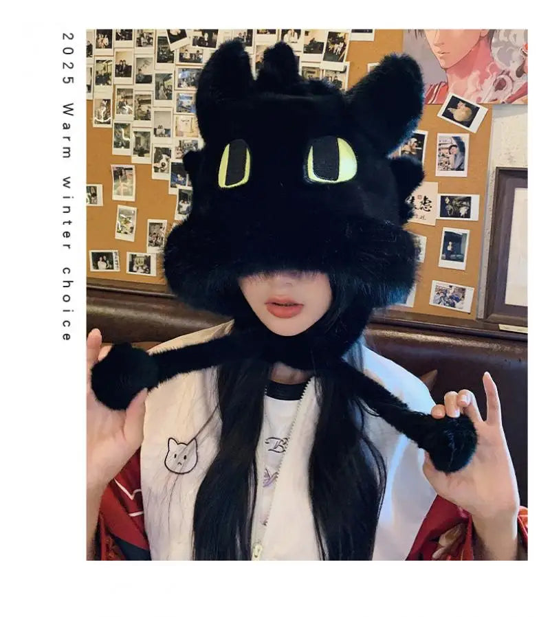 Anime Toothless Creative Hats Winter Warm Plush Hat Comfort Ear Protection Fashion Cute Accessories Cosplay Birthday Gift