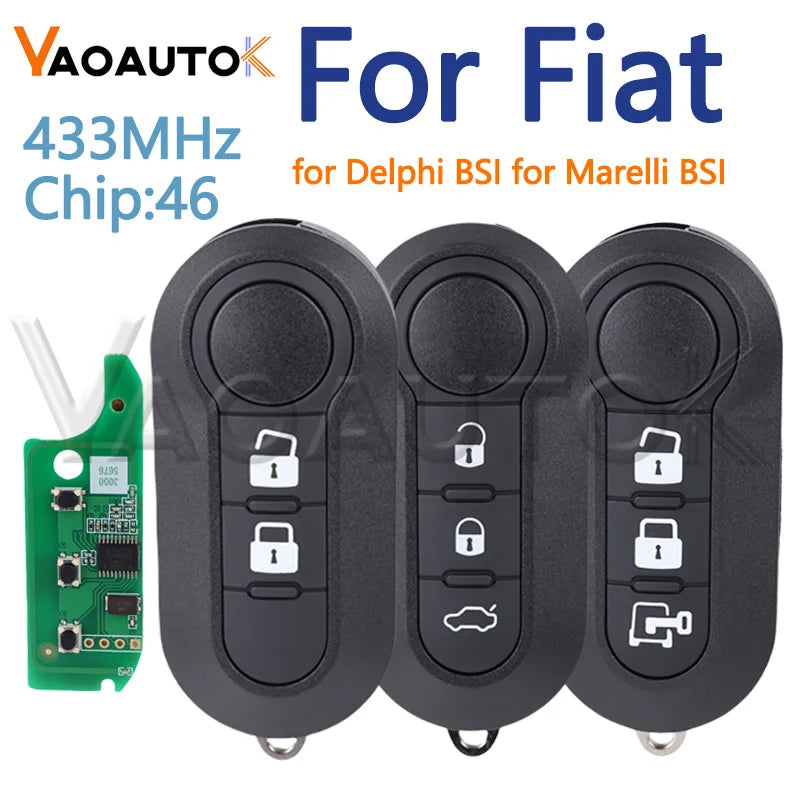 Remote Key ID46 433MHz For Fiat 500 MPV Punto Bravo Ducato Doblo Qubo Grande For Citroen Jumper For Peugeot Boxer Flip Key Fob