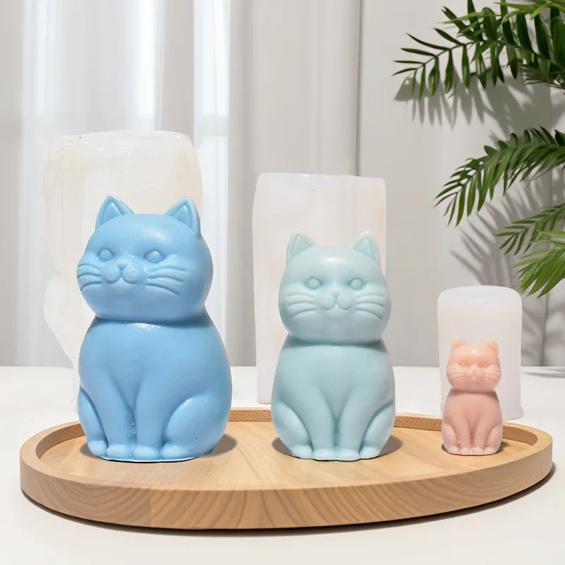 Sitting Cat Silicone Mold Handmade Soap Candle Making Supplies DIY Kitten Candle Soap Plaster Crafts Resin Concrete Mold