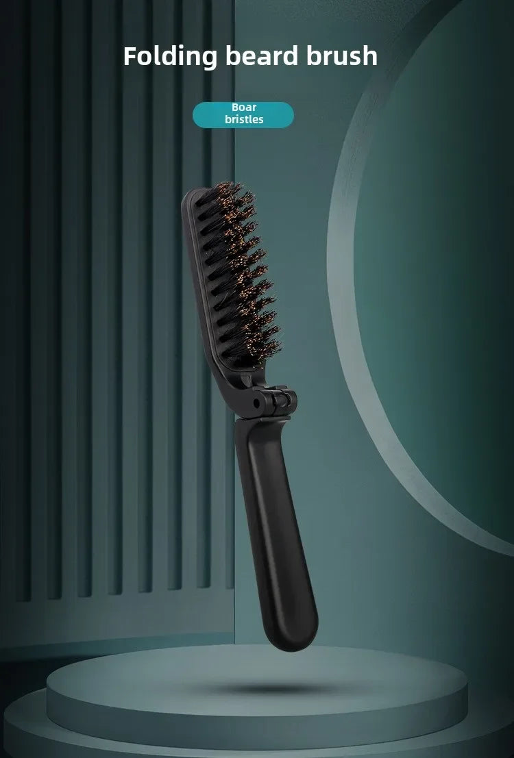 1PCS Soft Boar Bristle Beard Brush Hairdressing Hair Styling Comb For Beard Men's Shaving Brush Fold Beard And Mustache Brush
