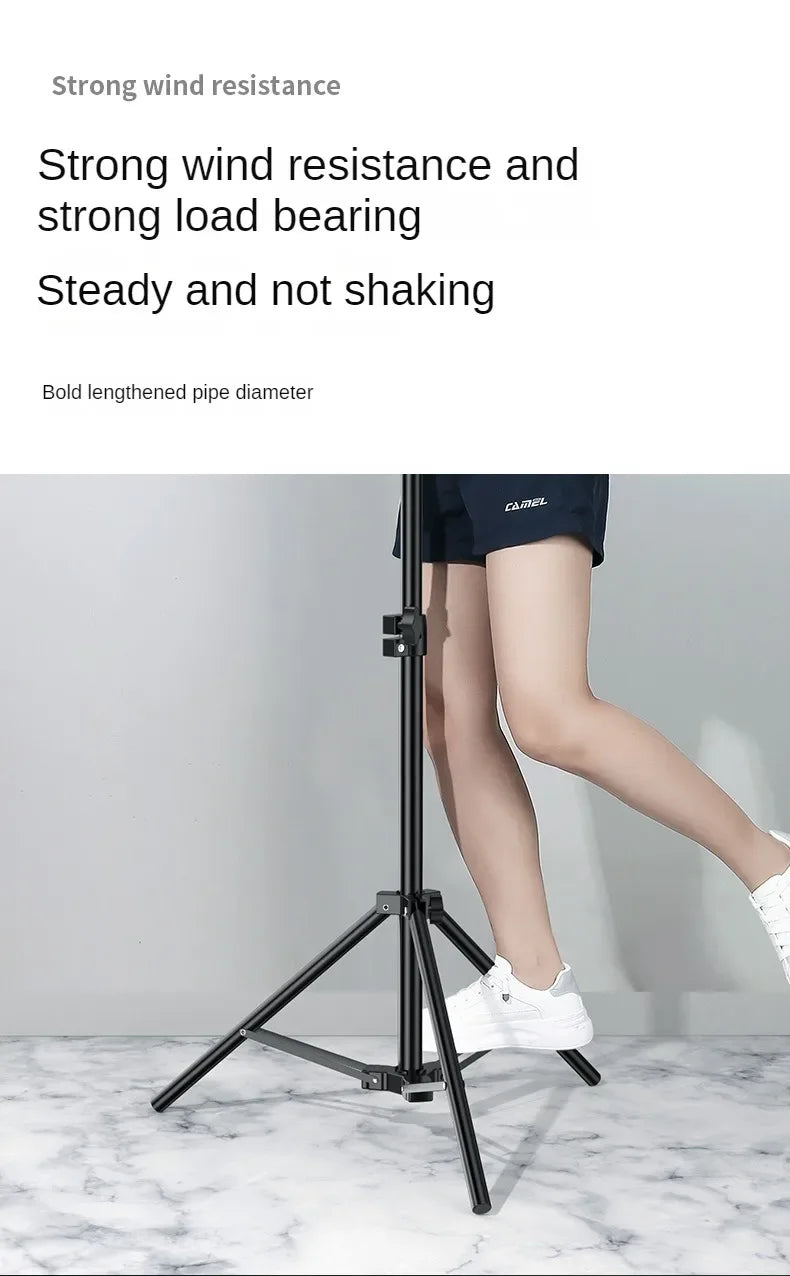160cm Live Broadcast Tripod Landing Type Camera Anchor Selfie Light Frame Metal Thermometer Phone Holder