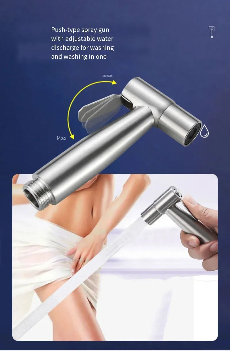 Personal Care Hand Held Spray Portable Bidet Toilet Sprayer Dual Control Angle Valve Stainless Steel Bathroom Accessories Bidets