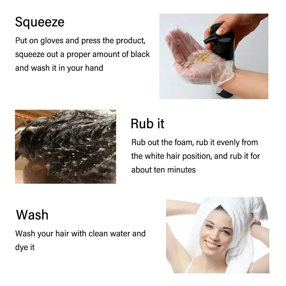 3 In 1 Instant Coloring Shampoo 500ml Natural Black Color for Men Women Hair Dye Herbal Brown Purple Hair Dye Shampoo