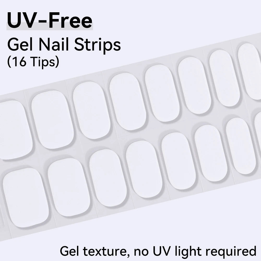 UV FREE Fully Cured Gel Nail Strips 16/22 Tips Self Adhesive Gel Nail Stickers DIY Nail Art Manicure DON'T NEED UV LAMP