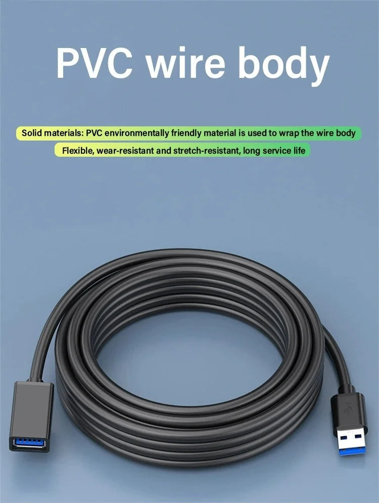 5Gbps USB 3.0 Extension Cable Male To Female USB A Extender Cable for PC Hard Drive Computer Laptop Smart TV Hard Drive Camera