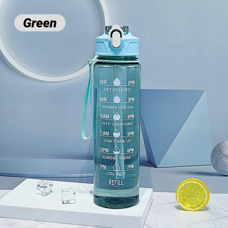 Sports Water Bottle with Time-Tracking Straw Leak Proof Locking Flip Cover for Easy Carry Ideal Outdoor Adventures With Time Mar