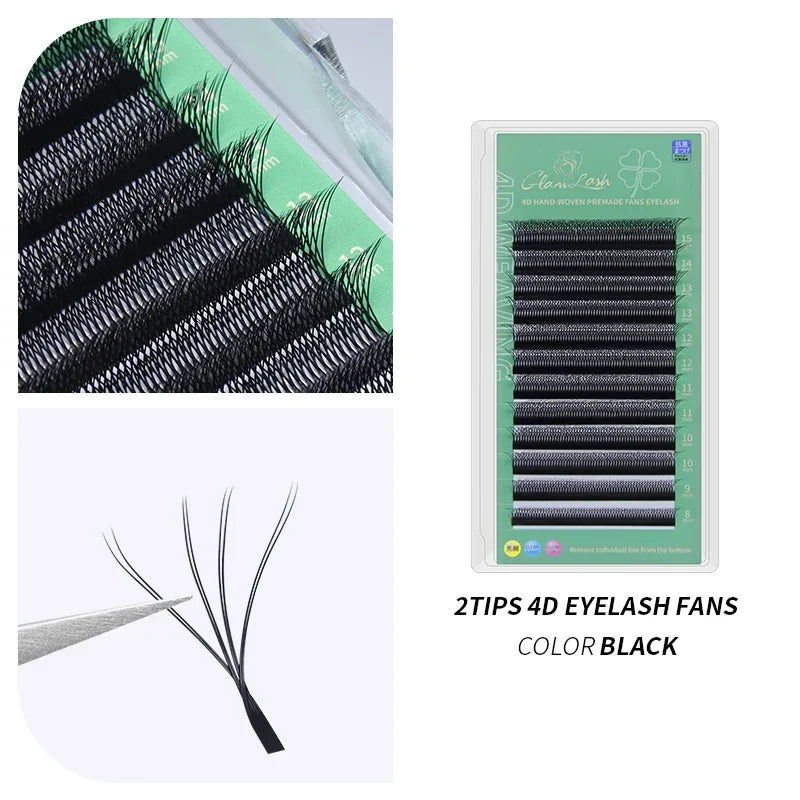 GLAMLASH 2tips 3D W Shape Lashes Extension Premade Volume Fan Eyelashes W Style Shaped Lash Makeup Supplies Natural EyeLash