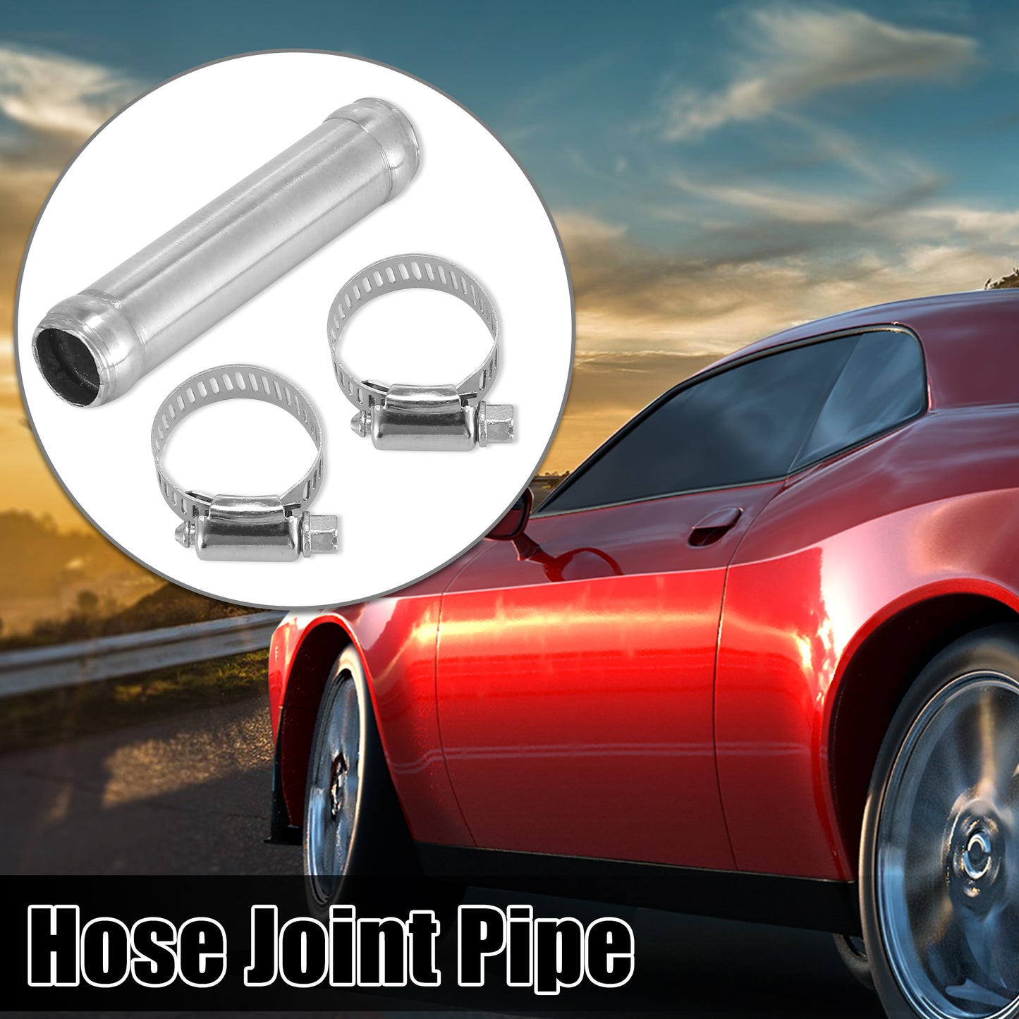 UXCELL 76mm Length Intercooler Pipe Aluminum Alloy Hose Joint Pipe Set with 2 Clamps OD 16mm-102mm 0 Degree Straight