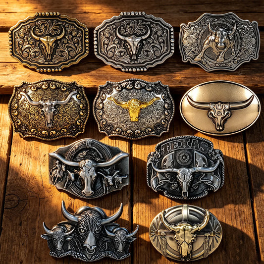 New Western Cowboy Smooth Buckle Personalized Creative Belt Buckle Head Relief Large Flower Bull Head Belt DIY Accessories