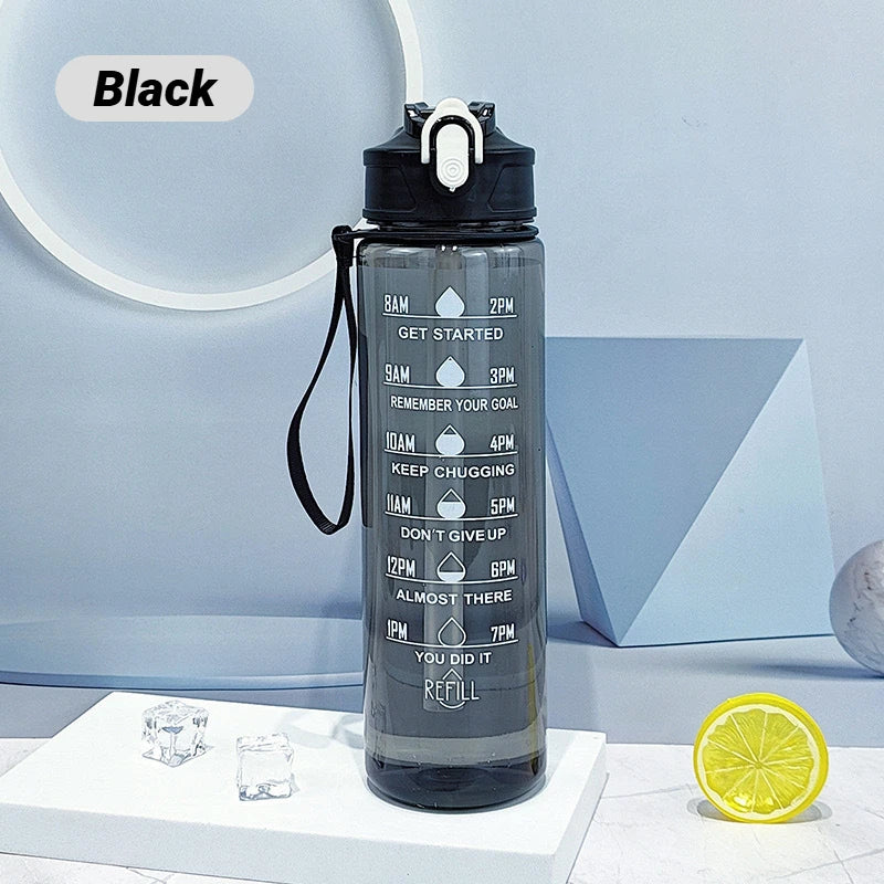 Sports Water Bottle with Time-Tracking Straw Leak Proof Locking Flip Cover for Easy Carry Ideal Outdoor Adventures With Time Mar