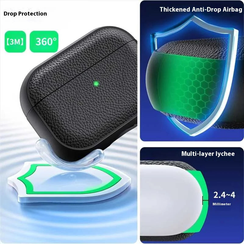 2025 Capa For AirPods Pro 3 Case Soft TPU Leather Design Protective Cover For AirPods 5 4 3 2 Pro 2 Pro2 Pro3 Cases With Lanyard